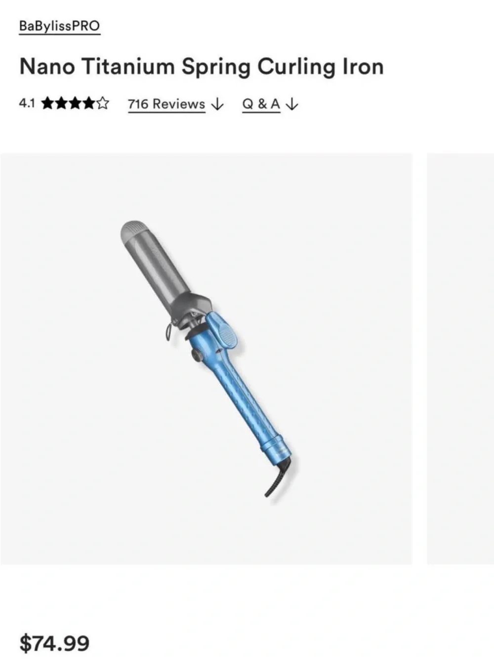 BaBylissPRO Nano Titanium Spring Curling Iron - 1.5”